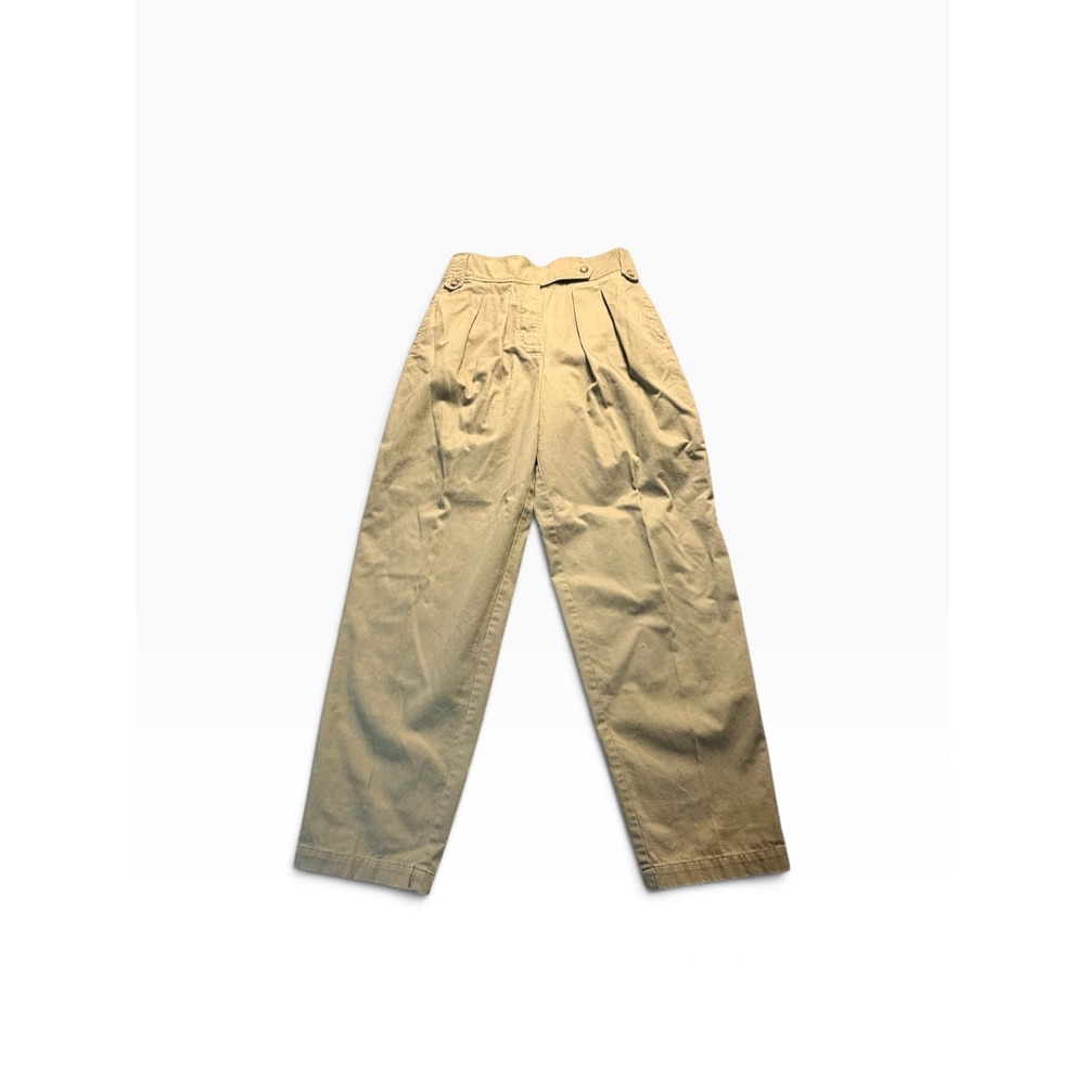 Lauren Ralph Lauren Khaki Trouser Pants 80s Style Pleated High Waist Tapered 8